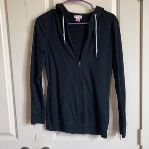 Black zip-up hoodie, size small!